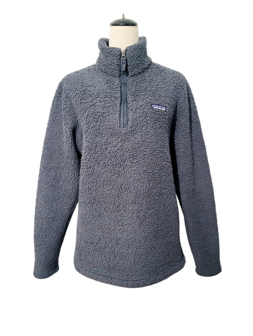Patagonia Los Gatos 1/4 Zip Fleece Pullover Blue Gray Women's Large Cozy Sherpa
